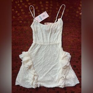 Oh Polly Embellished Frill Mini Dress in White